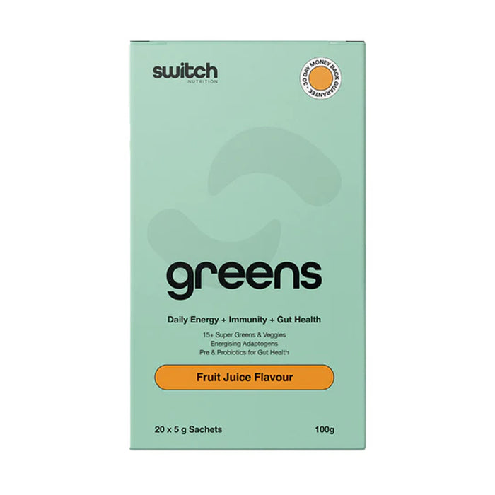 Switch Nutrition Greens Daily Energy Fruit Juice 100g 20 Sachets Wicked NRG