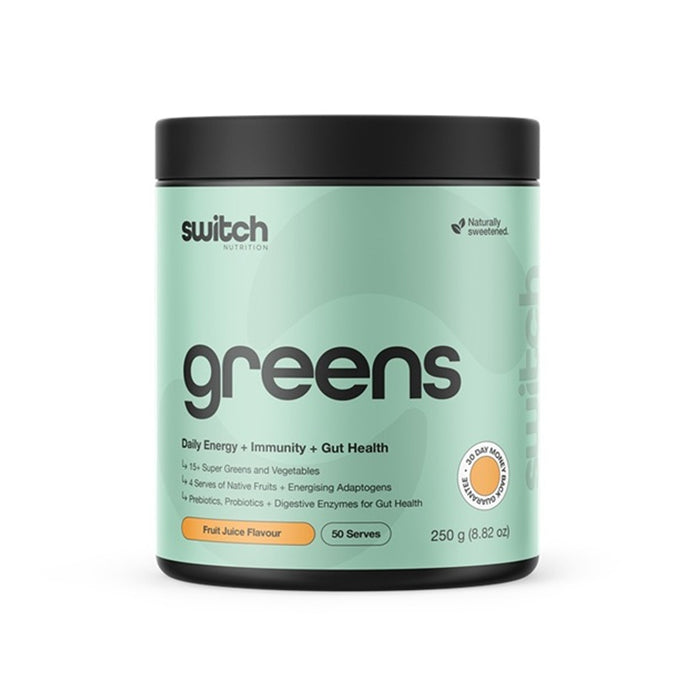 Switch Nutrition Greens Daily Energy Fruit Juice 250g 50 Serves Nutritional Panel Wicked NRG