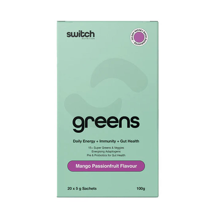 Switch Nutrition Greens Daily Energy Mango Passionfruit 100g 20 Sachets Wicked NRG