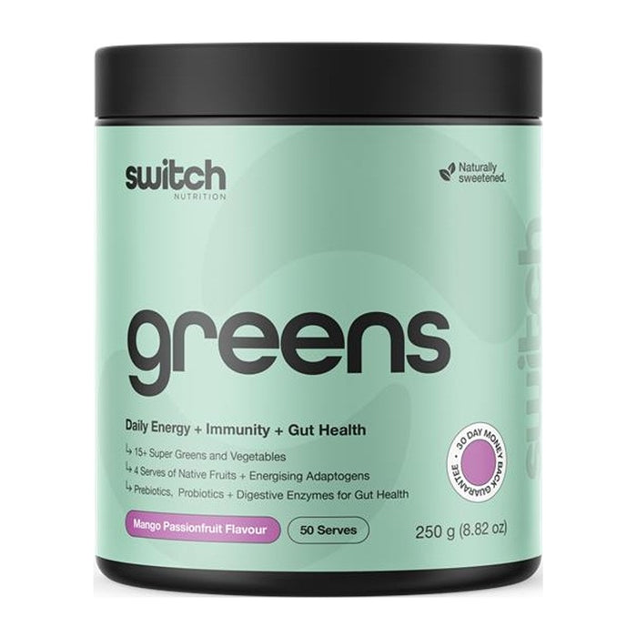 Switch Nutrition Greens Daily Energy Mango Passionfruit 250g 50 Serves Wicked NRG