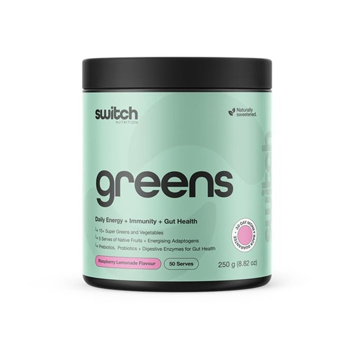 Switch Nutrition Greens Daily Energy Raspberry Lemonade 250g 50 Serves Wicked NRG