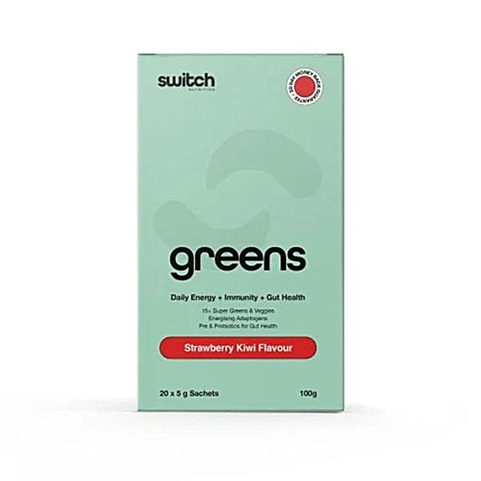 Switch Nutrition Greens Daily Energy Strawberry Kiwi Sachets 20 Serves Wicked NRG
