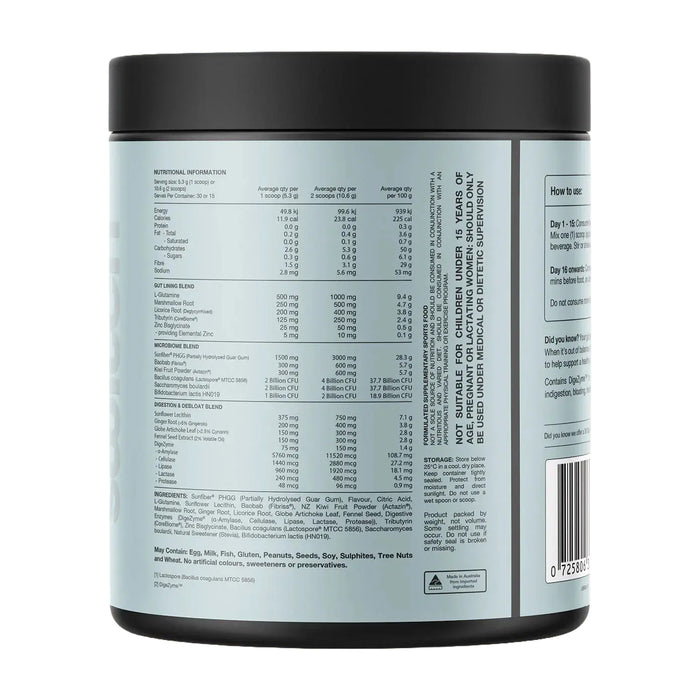 Switch Nutrition Gut Restore Cloudy Apple Flavour 159g 30 serves Ingredients Wicked NRG