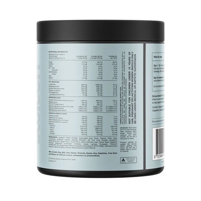Switch Nutrition Gut Restore Natural Flavour 159g 30 serves Nutritional Panel Wicked NRG