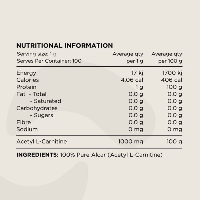 Switch Nutrition, Carnitine, 100 serves, Powder, Nutritional Panel, Wicked NRG