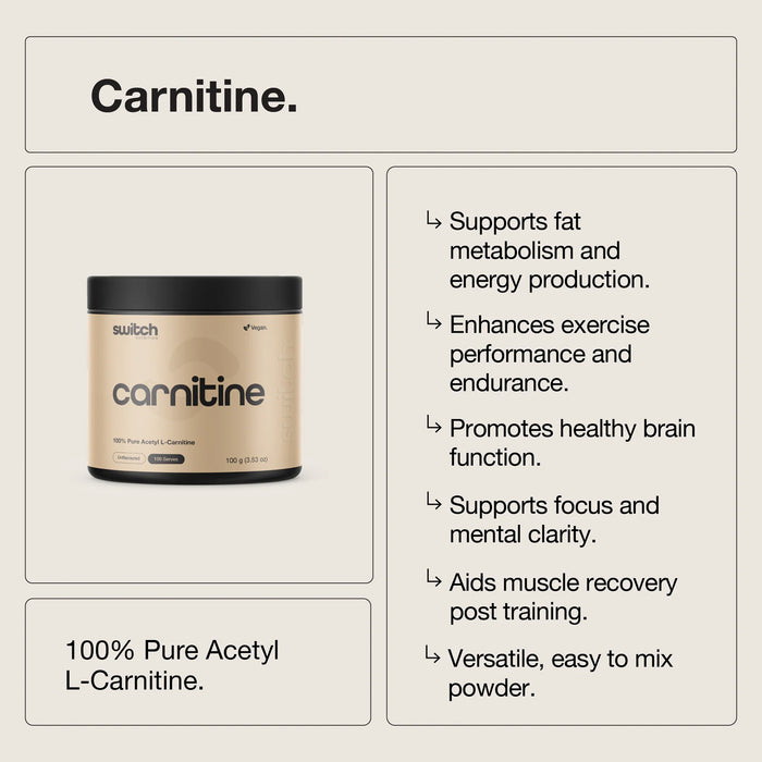 Switch Nutrition, Carnitine, 100 serves, benefits, Wicked NRG