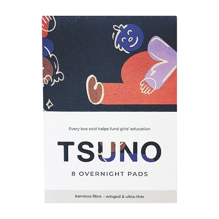 TSUNO Natural Bamboo Pads Overnight Winged & Ultra Thin 8pk Wicked NRG