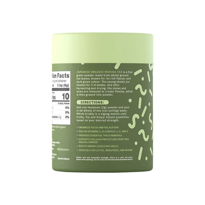 TEELIXIR Organic Matcha Ceremonial Grade 100 Gram Directions Wicked NRG