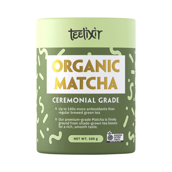 TEELIXIR Organic Matcha Ceremonial Grade 100 Gram Wicked NRG
