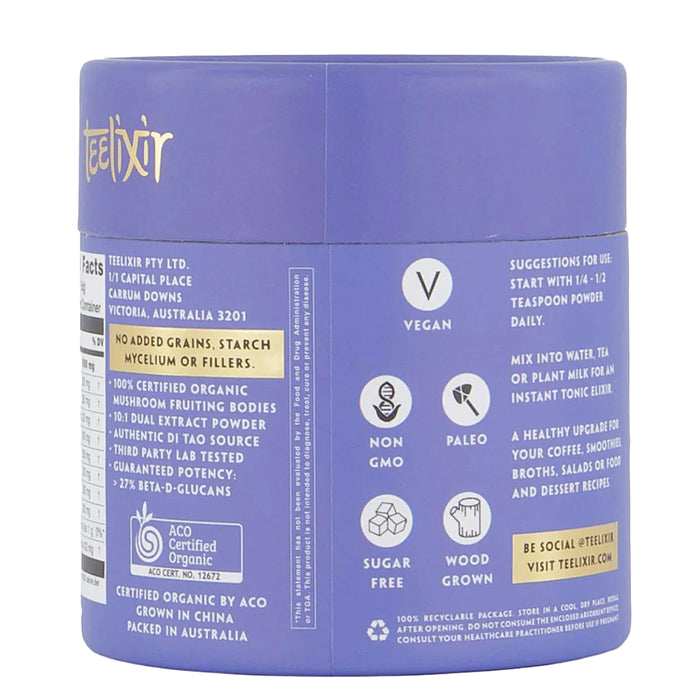 Teelixir Organic Mushroom Immunity, 10-1, 100g, Ingredients, Wicked NRG