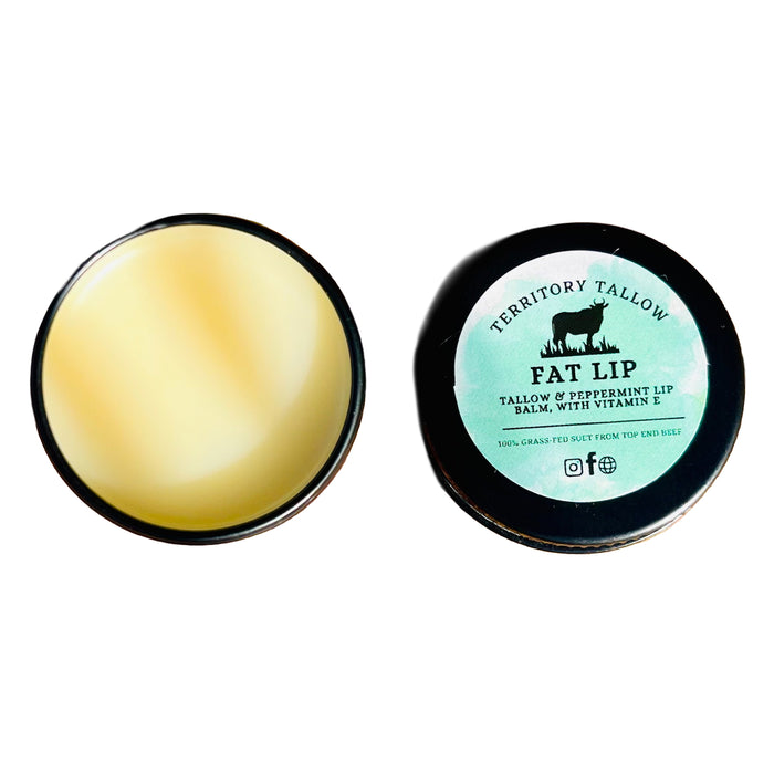 Territory Tallow Fat Lip - Tallow Lip Balm 15ml Peppermint Wicked NRG