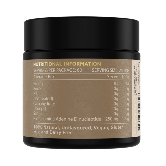 The Age Hack NAD+ 15g Nutritional Panel Wicked NRG