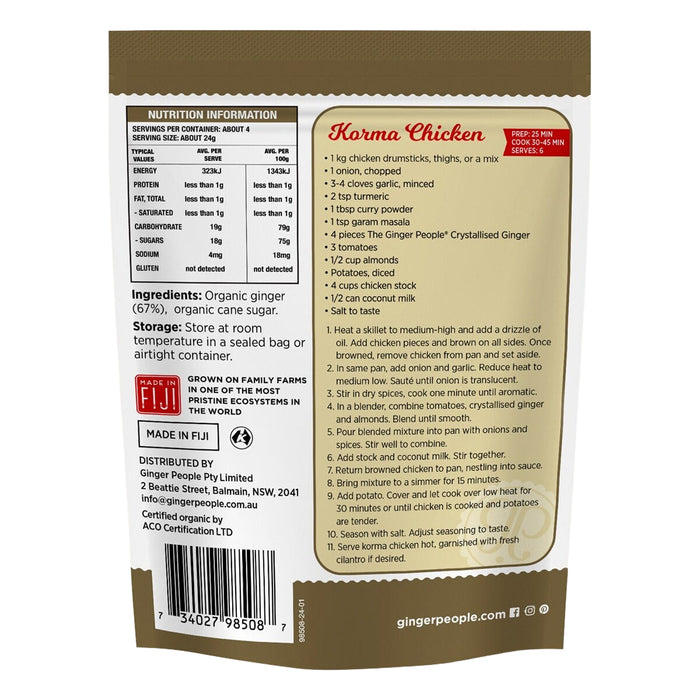 The Ginger People Organic Crystallised Ginger 100g Ingredients Wicked NRG