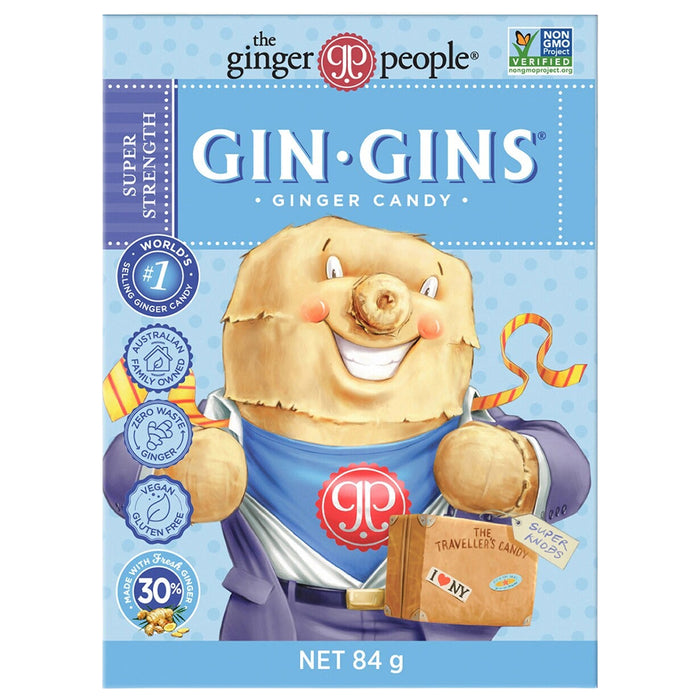 The Ginger People Gin Gins Super Strength ginger candy 84g Wicked NRG