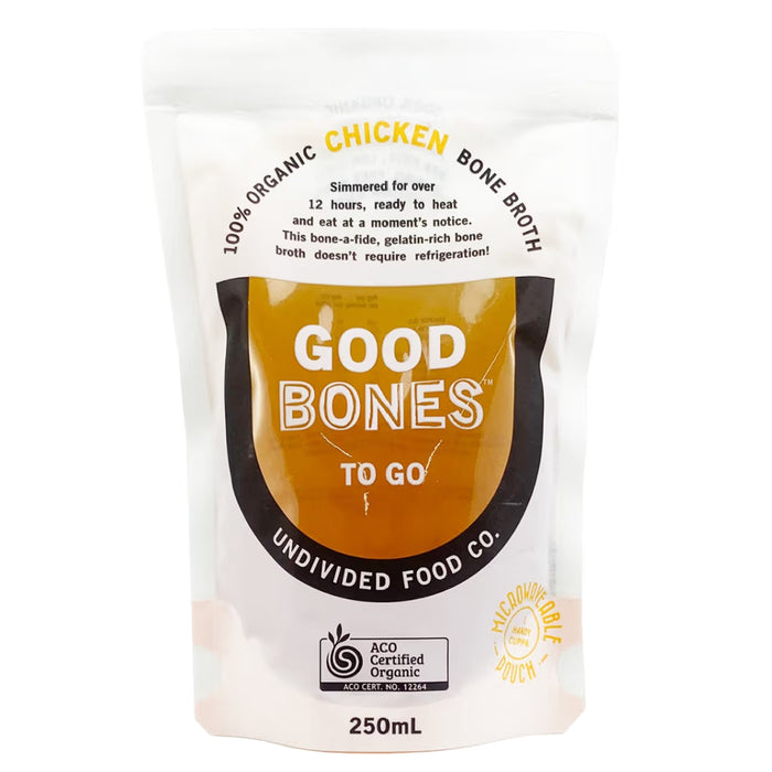 Undivided Food Co Good Bones Certified Organic Chicken Bone Broth 250ml Wicked NRG