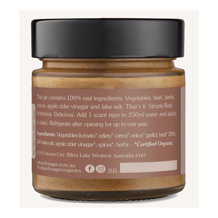 Urban Forager, Organic Beef Stock Concentrate, 250 Grams, Nutritional Panel,  Wicked NRG