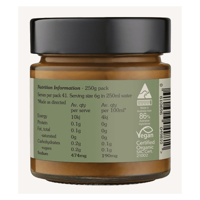 Urban Forager, Organic Vegetable Stock Concentrate, 250 Grams, Nutritional Panel, Wicked NRG
