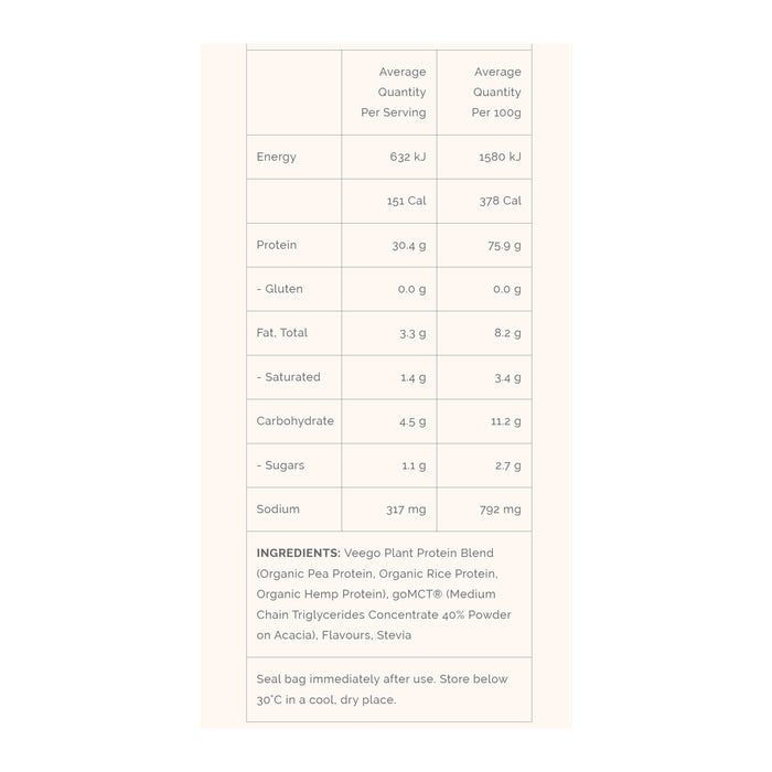 Veego Plant Protein Banana Smoothie 28 Serves 1.2 Kgs Wicked NRG