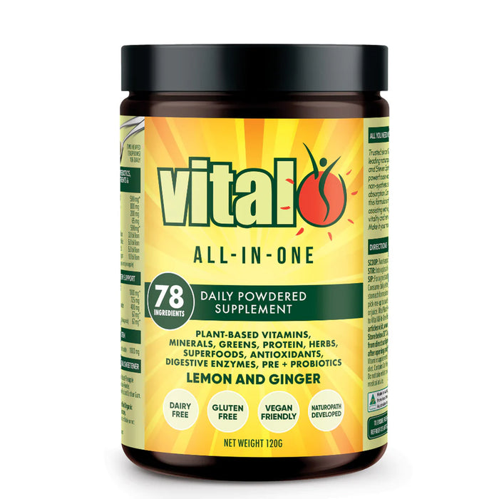 Vital All-In-One Daily Health Supplement - Lemon and Ginger 120 grams 12 serves, Wicked NRG