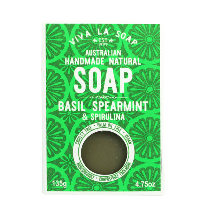 Viva La Body Basil Spearmint Spirulina Natural Soap 135gm Wicked NRG