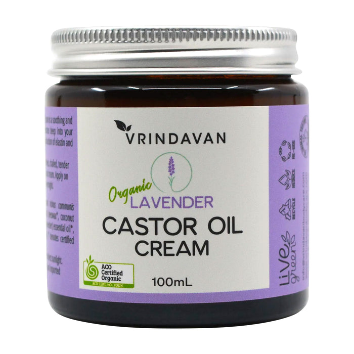 Vrindavan Organic Castor Oil Cream Lavender 100ml Wicked NRG