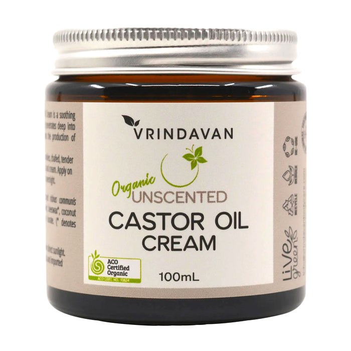 Vrindavan Organic Castor Oil Cream Unscented 100ml Wicked NRG