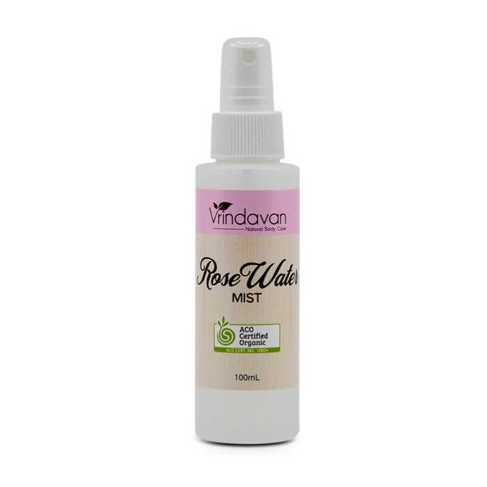 Vrindavan Organic Rose Water Mist Bottle Front