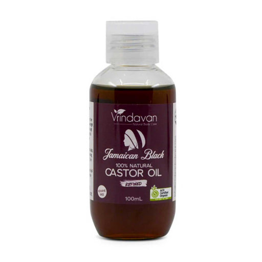 Vrindavan Organic Jamaican Black Castor Oil – Refined Bottle Front