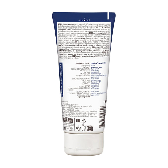 Weleda Active Fresh 3 in 1 Shower Gel Men 200ml Ingredients Wicked NRG