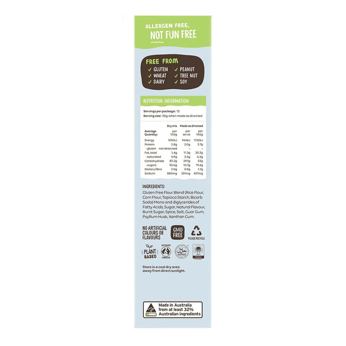 Well & Good, Gluten Free Crumble Cake Mix 400g Nutritional Panel Wicked NRG