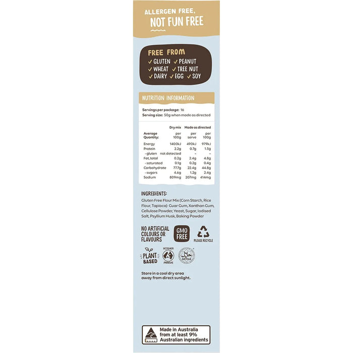 Well & Good, Gluten Free, Crusty Bread Mix 410g, Nutritional Panel, Wicked NRG
