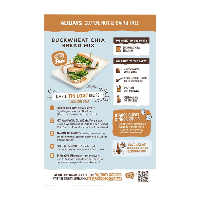 Well and Good Buckwheat & Chia Bread Mix 360g Directions Wicked NRG