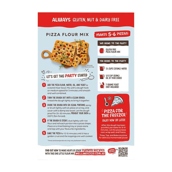 Well and Good Gluten Free Pizza Flour Mix 420g Direction Wicked NRG