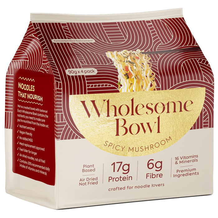Wholesome Bowl Spicy Shiitake Mushroom Noodle Pack 4 x 90g Wicked NRG