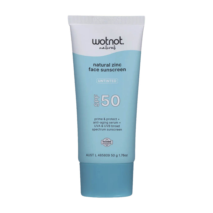 Wotnot Natural Zinc Face Sunscreen SPF 50 Untinted 50g Wicked NRG,
