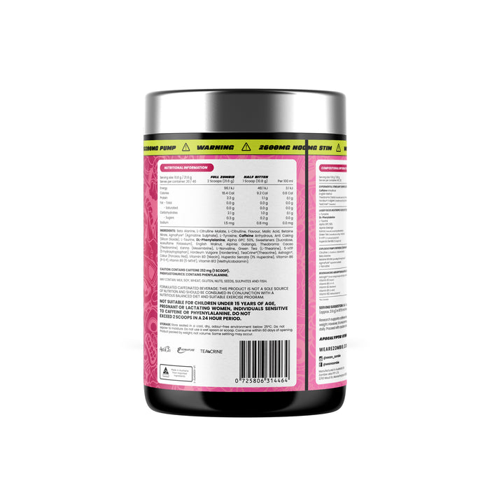 Zombie Labs Compound Z Raspberry Ripper, 40 Serves Nutritional Panel, Wicked NRG