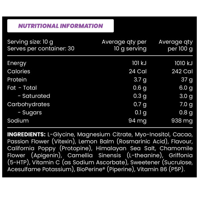 Zombie Labs BLACKOUTZ Sleep Formula Nutritional Panel 300 Grams 30 serves Wicked NRG