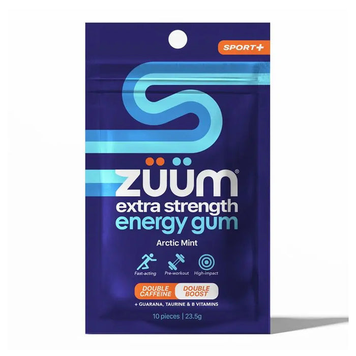 Zuum Energy Chewing Gum Double Strength 10 Pieces Arctic Mint Wicked NRG