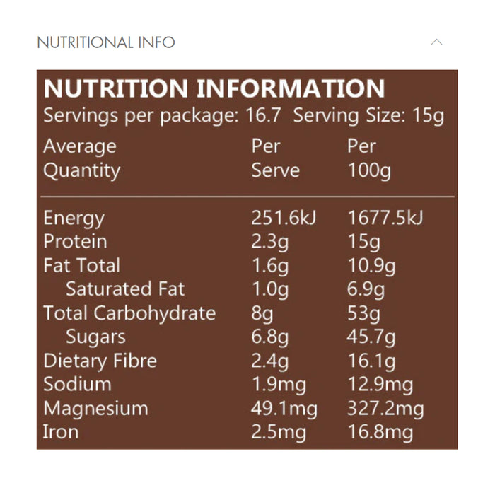 Power Super Foods Dark Drinking Chocolate Is stocked at WickedNRG in Darwin