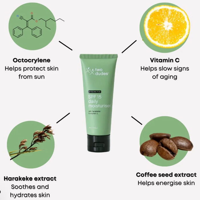 SPF15 daily moisturiser by Two Dudes Is stocked at WickedNRG in Darwin,