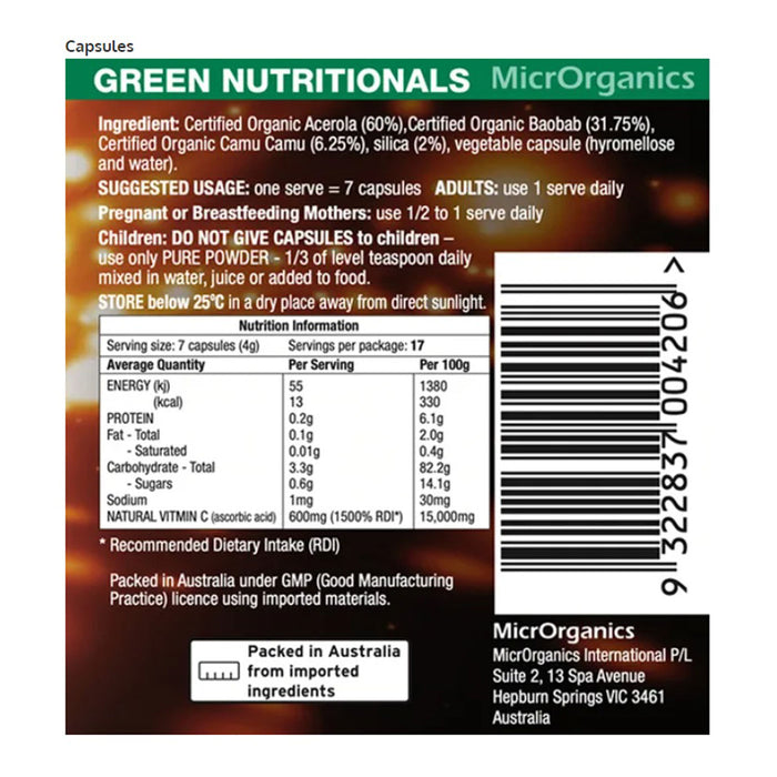 Green Nutritionals Organic Green Vitamin C