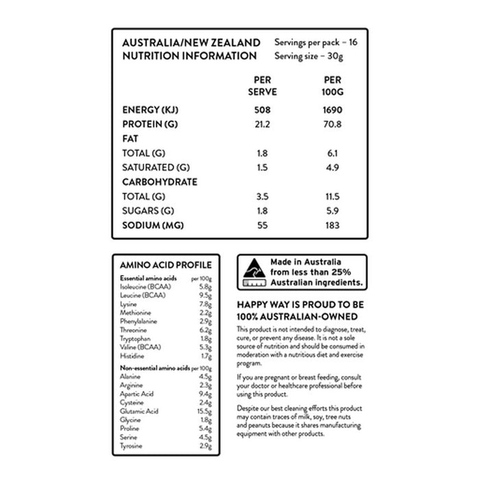 Happy Way Ingredients Flavour 500g Whey Protein Wicked NRG