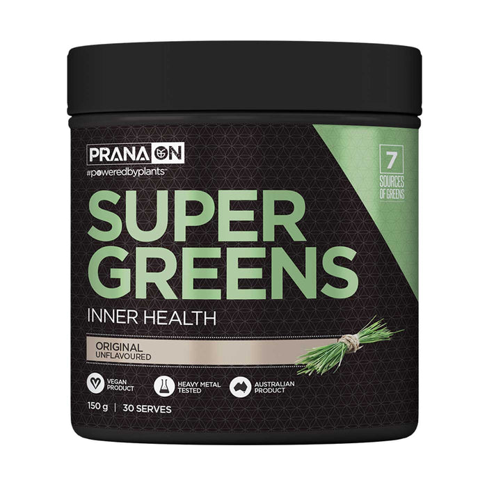 PRANA ON Super Greens Original Unflavoured, 150 Grams,  30 Serves, Wicked NRG, Darwin, Australia